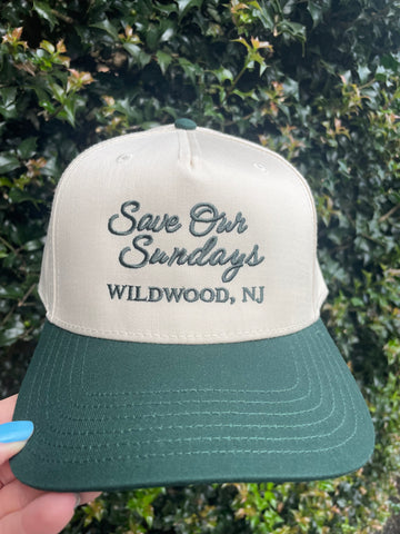 Save Our Sundays Wildwood- Cream and Green Trucker Hat