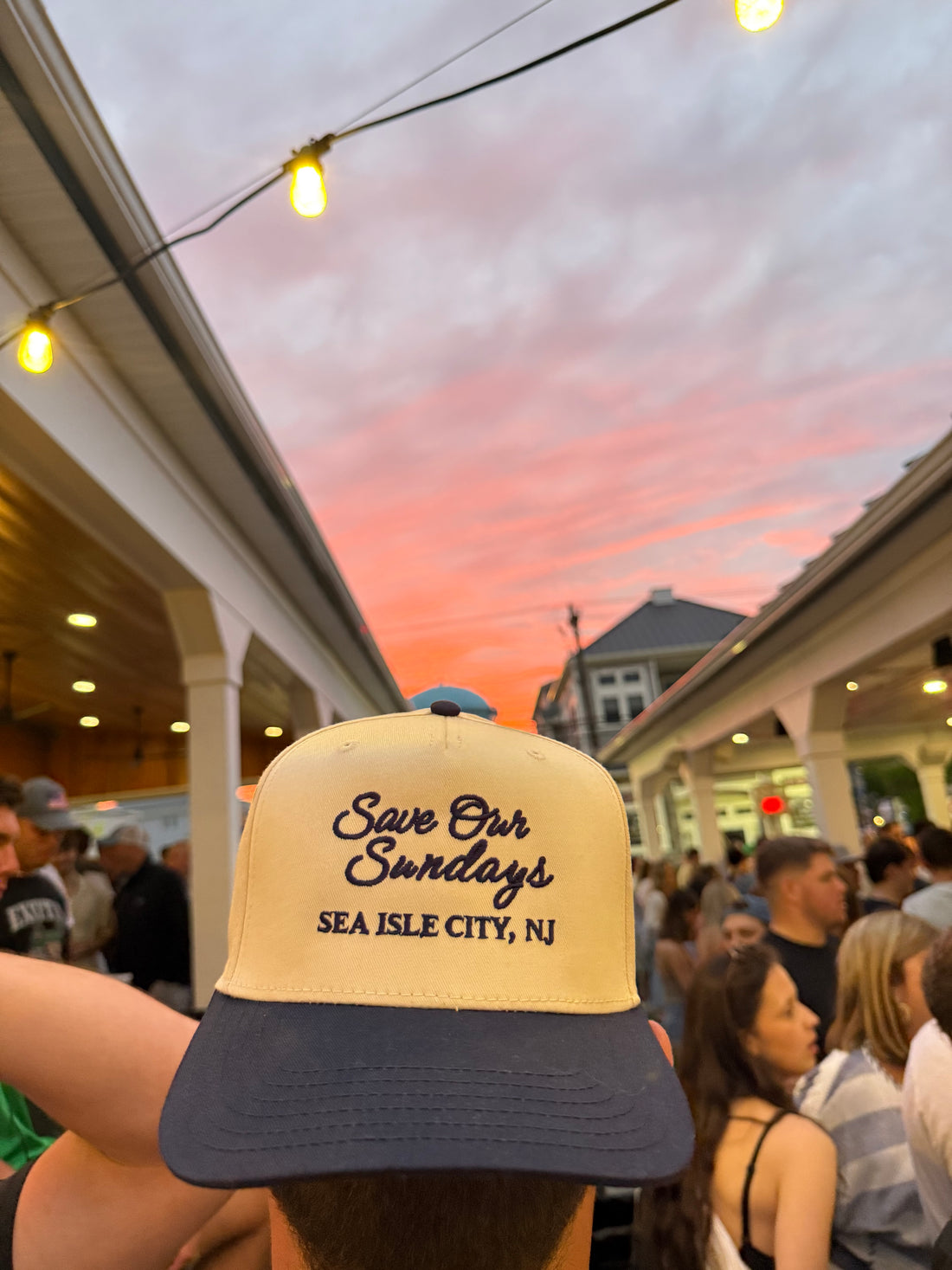 Save Our Sundays Sea Isle City- Cream and Navy Trucker Hat