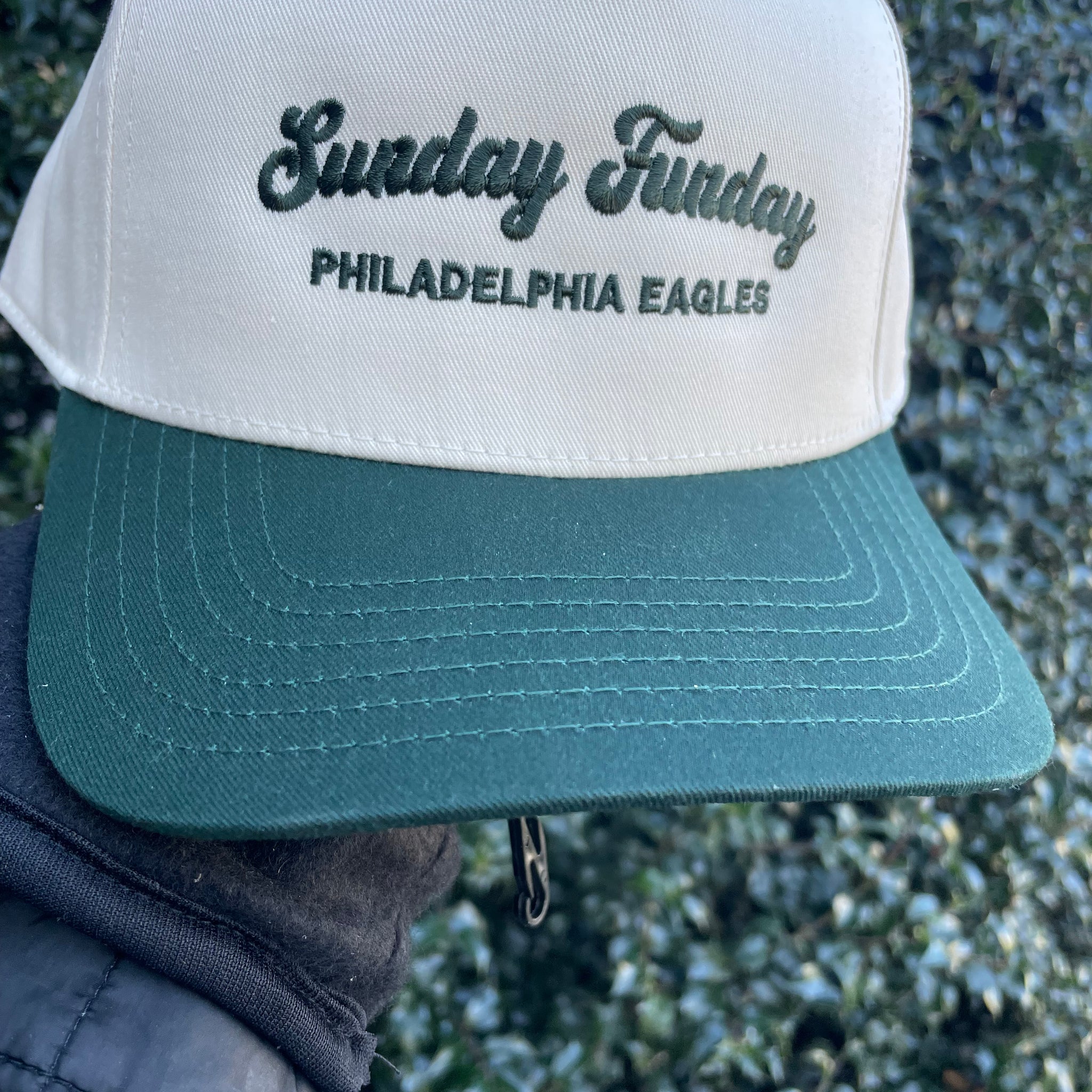Sunday Funday Philadelphia Eagles- Cream and Green Trucker Hat