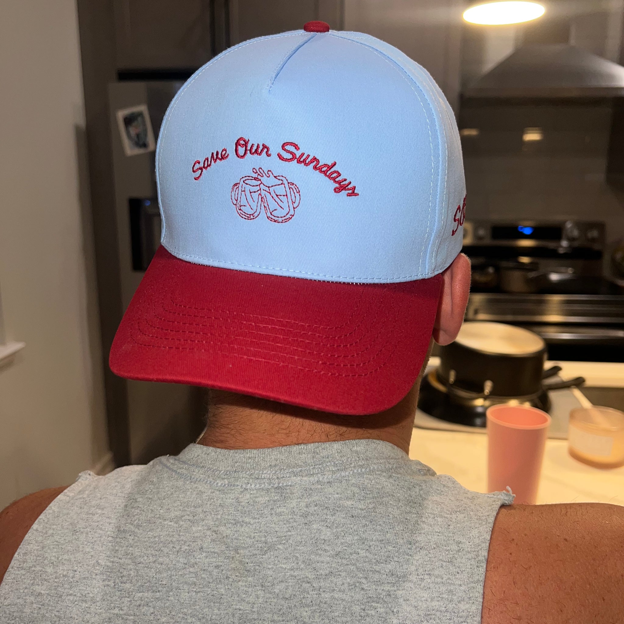 Save Our Sundays Baby Blue Trucker