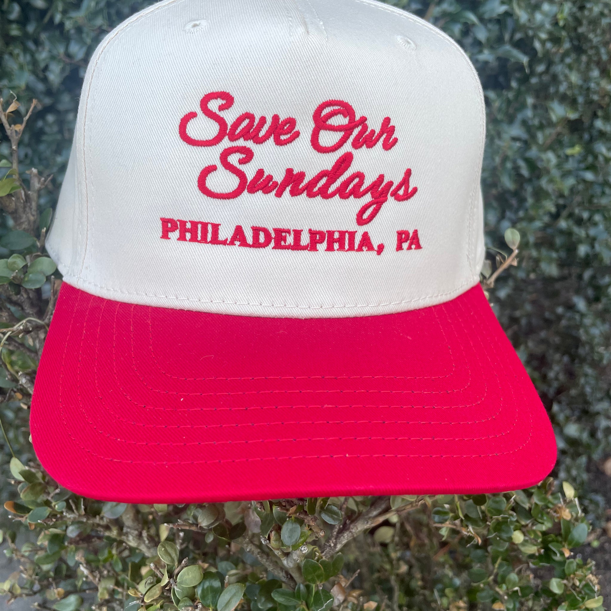 Save Our Sundays Philadelphia- Cream and Red Trucker Hat